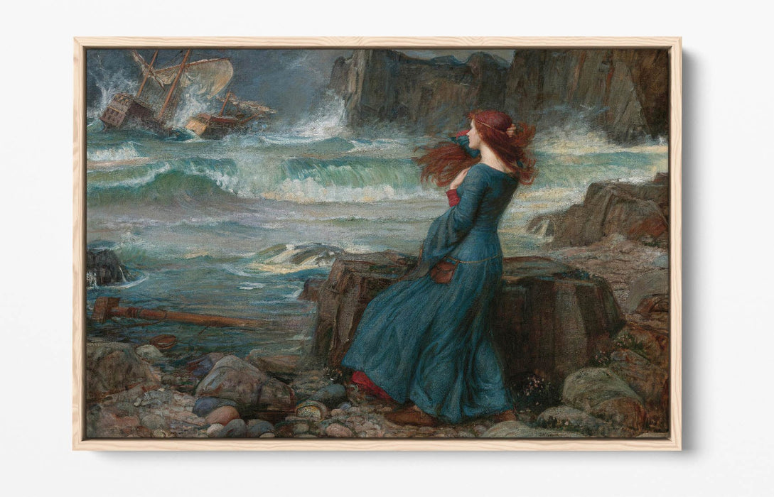 Float Effect Canvas Art - John William Waterhouse 'Miranda the Tempest' Canvas Artwork | Premium 30mm Deep Frame