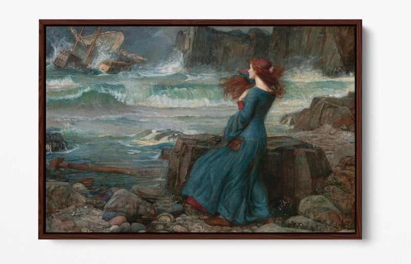 Float Effect Canvas Art - John William Waterhouse 'Miranda the Tempest' Canvas Artwork | Premium 30mm Deep Frame