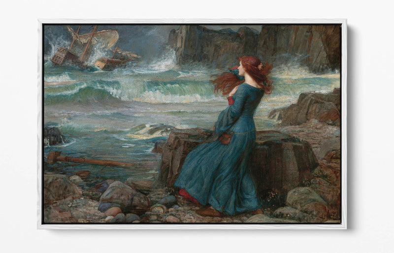 Float Effect Canvas Art - John William Waterhouse 'Miranda the Tempest' Canvas Artwork | Premium 30mm Deep Frame