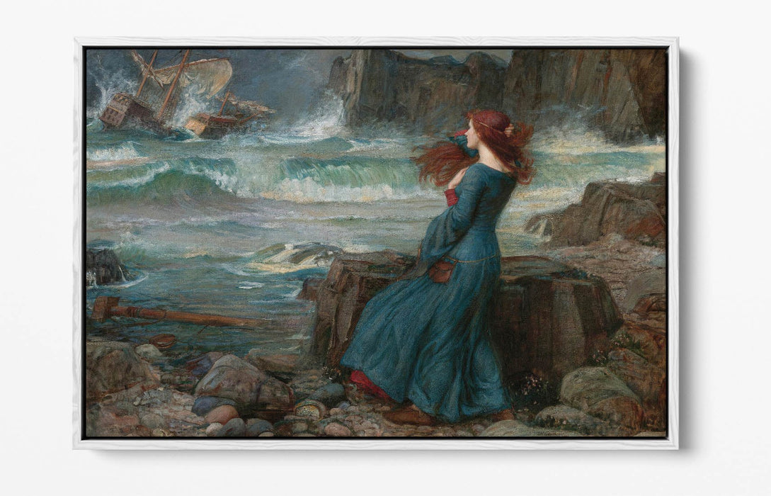 Float Effect Canvas Art - John William Waterhouse 'Miranda the Tempest' Canvas Artwork | Premium 30mm Deep Frame