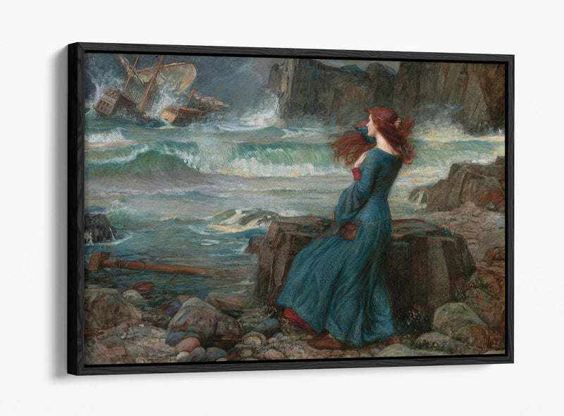 Float Effect Canvas Art - John William Waterhouse 'Miranda the Tempest' Canvas Artwork | Premium 30mm Deep Frame