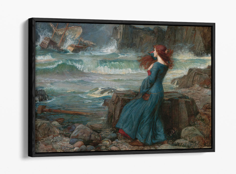 Float Effect Canvas Art - John William Waterhouse 'Miranda the Tempest' Canvas Artwork | Premium 30mm Deep Frame