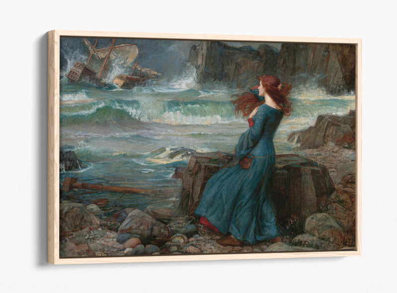 Float Effect Canvas Art - John William Waterhouse 'Miranda the Tempest' Canvas Artwork | Premium 30mm Deep Frame