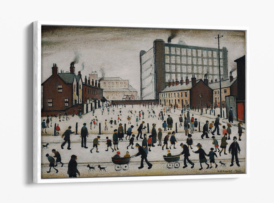 Canvas Wall Art - LS Lowry 'Winter In Pendlebury' | Float Effect Canvas, Handmade UK