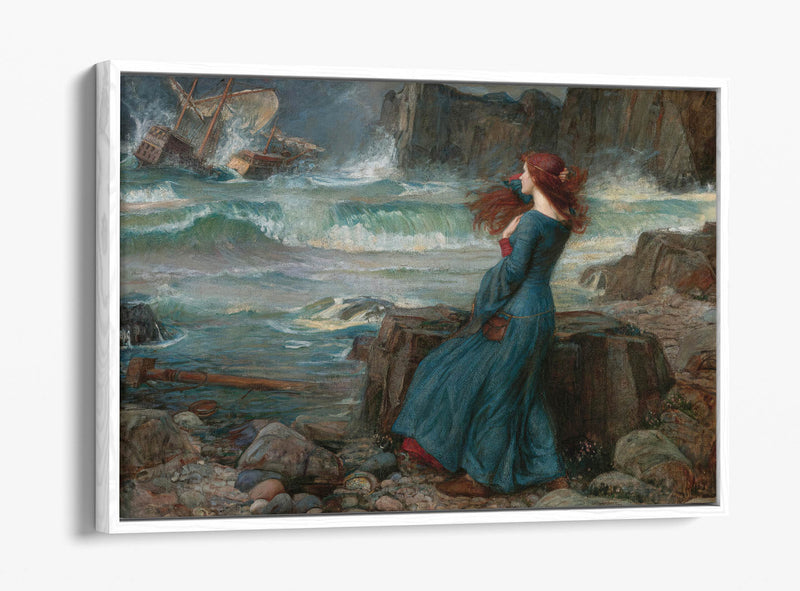 Float Effect Canvas Art - John William Waterhouse 'Miranda the Tempest' Canvas Artwork | Premium 30mm Deep Frame