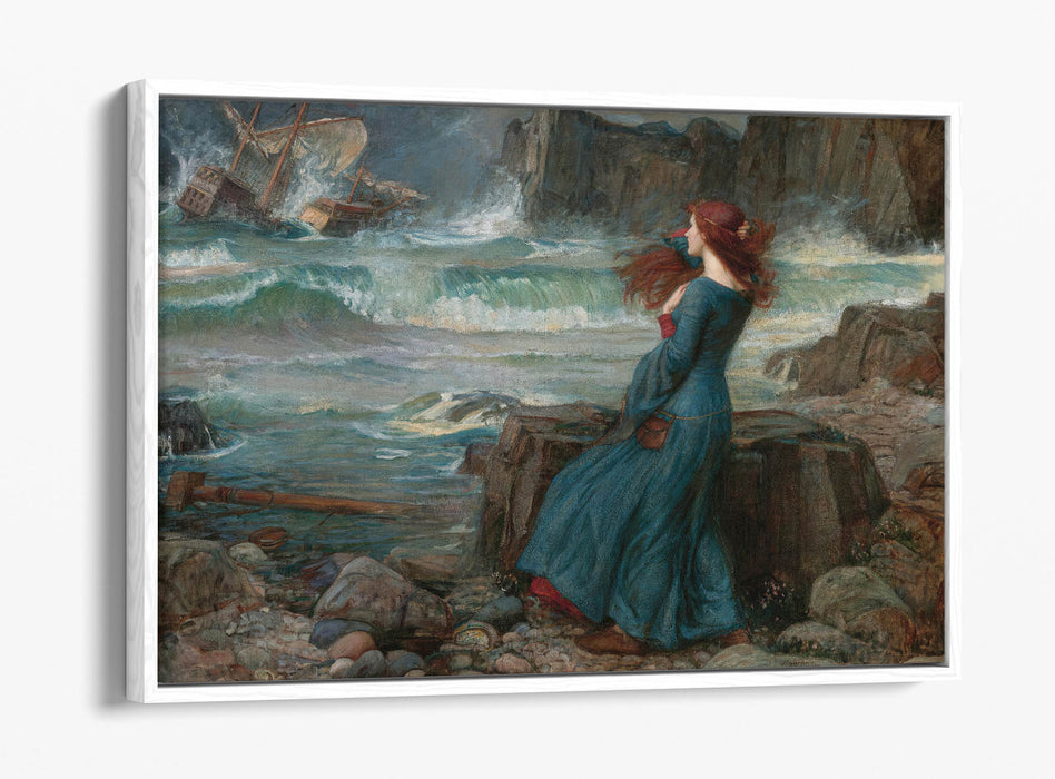 Float Effect Canvas Art - John William Waterhouse 'Miranda the Tempest' Canvas Artwork | Premium 30mm Deep Frame