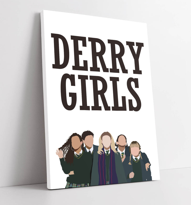 Derry Girls Trendy Minimalist - Gallery Wrapped Framed Canvas Print Wall Art