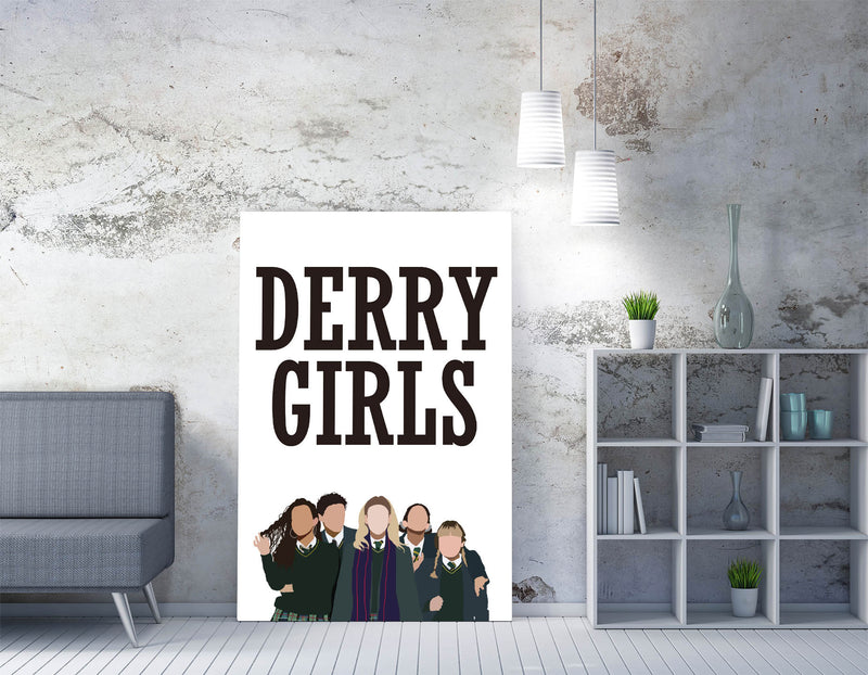 Derry Girls Trendy Minimalist - Gallery Wrapped Framed Canvas Print Wall Art