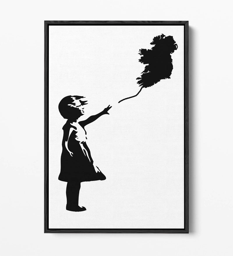 Ireland Balloon Girl Banksy - Contemporary Float Effect Canvas Wall Art Print with Premium Varnish Finish