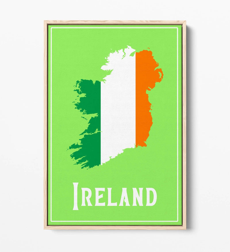 Ireland as a Tricolour - Contemporary Float Effect Canvas Wall Art Print with Premium Varnish Finish