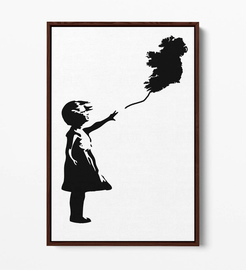 Ireland Balloon Girl Banksy - Contemporary Float Effect Canvas Wall Art Print with Premium Varnish Finish
