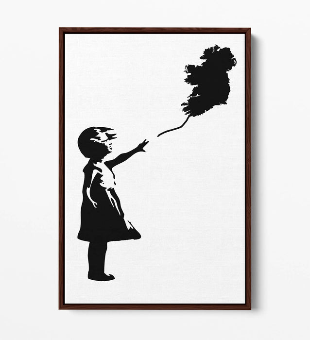 Ireland Balloon Girl Banksy - Contemporary Float Effect Canvas Wall Art Print with Premium Varnish Finish