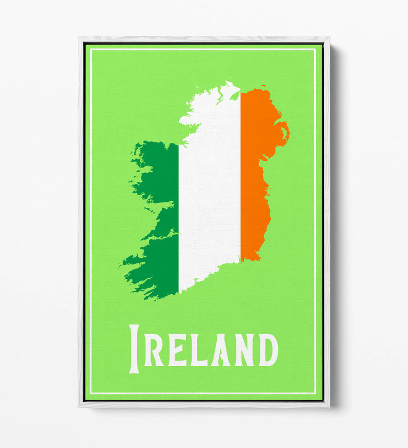Ireland as a Tricolour - Contemporary Float Effect Canvas Wall Art Print with Premium Varnish Finish