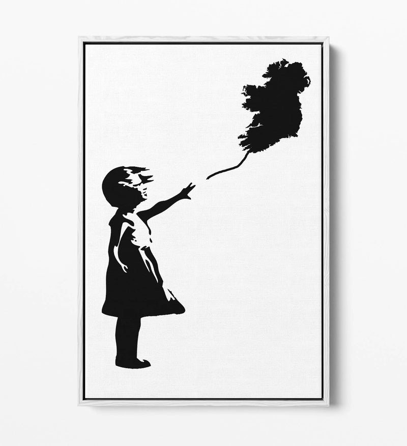 Ireland Balloon Girl Banksy - Contemporary Float Effect Canvas Wall Art Print with Premium Varnish Finish