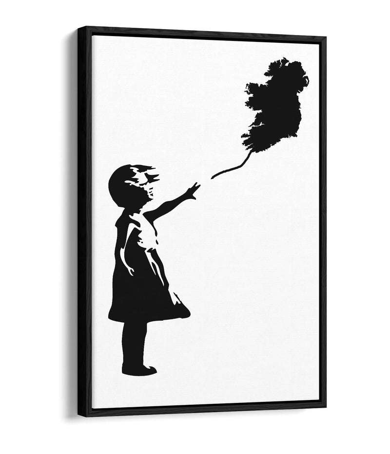 Ireland Balloon Girl Banksy - Contemporary Float Effect Canvas Wall Art Print with Premium Varnish Finish