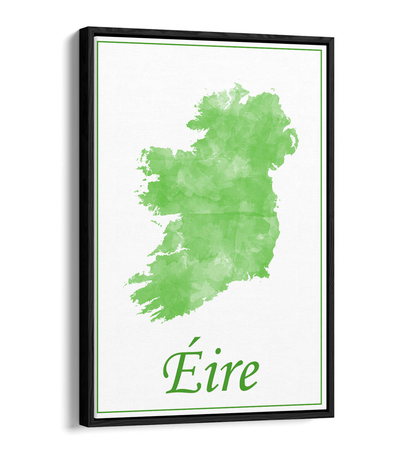 Watercolour Ireland 'Eire' - Contemporary Float Effect Canvas Wall Art Print with Premium Varnish Finish