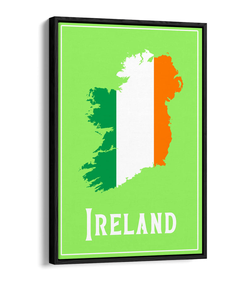 Ireland as a Tricolour - Contemporary Float Effect Canvas Wall Art Print with Premium Varnish Finish