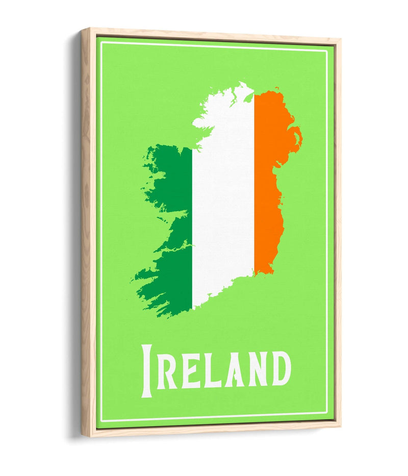 Ireland as a Tricolour - Contemporary Float Effect Canvas Wall Art Print with Premium Varnish Finish