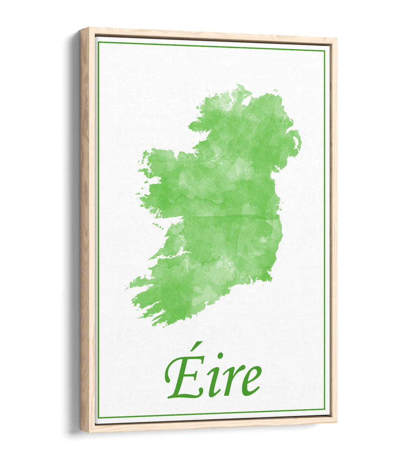 Watercolour Ireland 'Eire' - Contemporary Float Effect Canvas Wall Art Print with Premium Varnish Finish