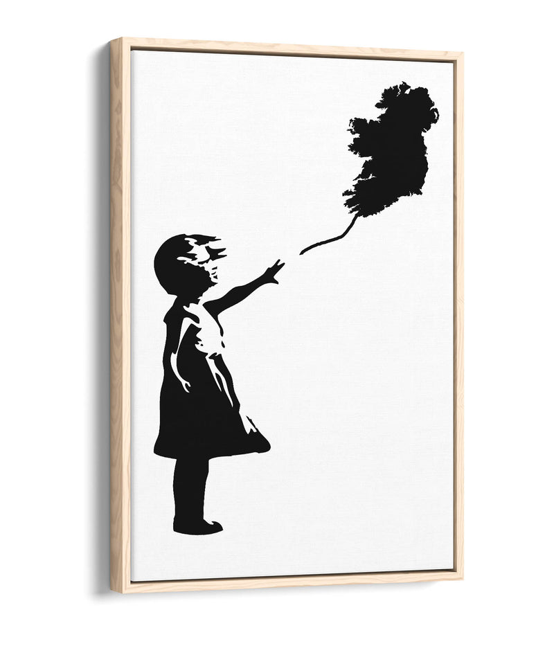 Ireland Balloon Girl Banksy - Contemporary Float Effect Canvas Wall Art Print with Premium Varnish Finish