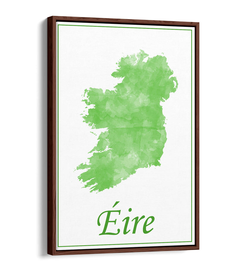 Watercolour Ireland 'Eire' - Contemporary Float Effect Canvas Wall Art Print with Premium Varnish Finish