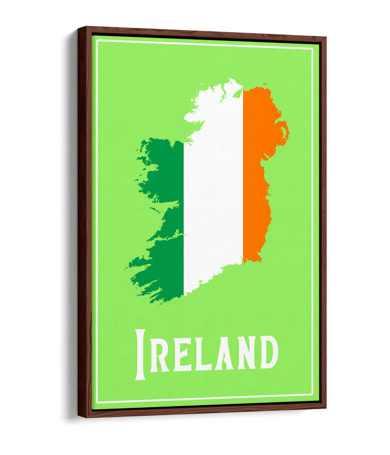Ireland as a Tricolour - Contemporary Float Effect Canvas Wall Art Print with Premium Varnish Finish