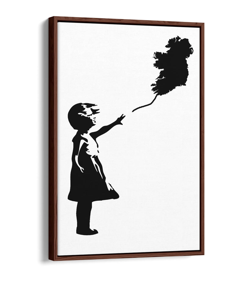 Ireland Balloon Girl Banksy - Contemporary Float Effect Canvas Wall Art Print with Premium Varnish Finish