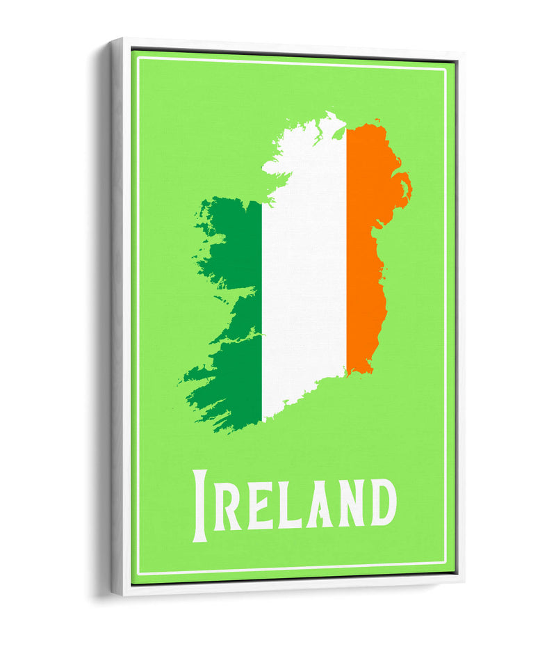 Ireland as a Tricolour - Contemporary Float Effect Canvas Wall Art Print with Premium Varnish Finish