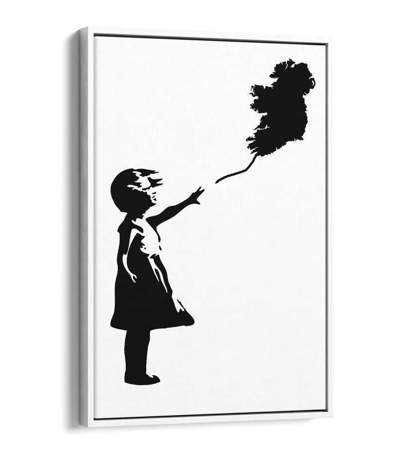 Ireland Balloon Girl Banksy - Contemporary Float Effect Canvas Wall Art Print with Premium Varnish Finish