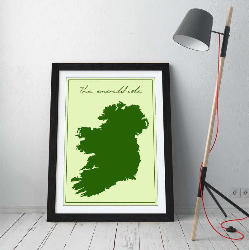 The Emerald Isle - Colorful Wall Art With Woodgrain Frame & Matte Paper Print