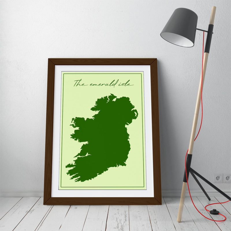 The Emerald Isle - Colorful Wall Art With Woodgrain Frame & Matte Paper Print