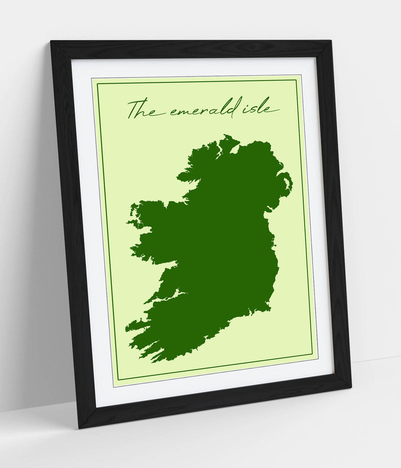 The Emerald Isle - Colorful Wall Art With Woodgrain Frame & Matte Paper Print