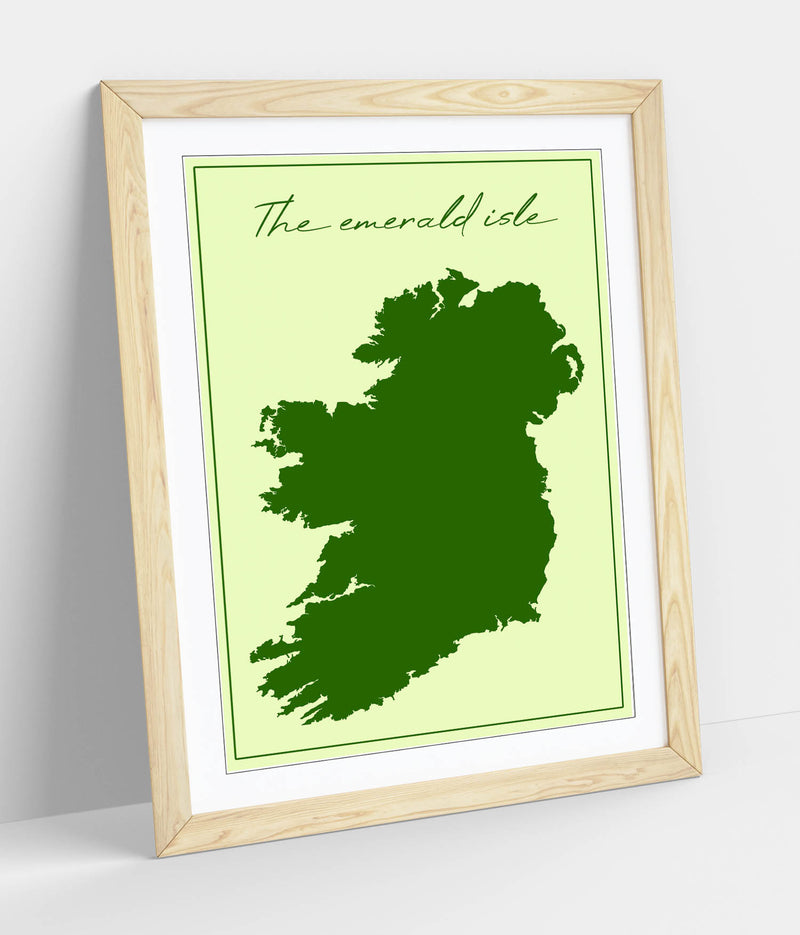 The Emerald Isle - Colorful Wall Art With Woodgrain Frame & Matte Paper Print