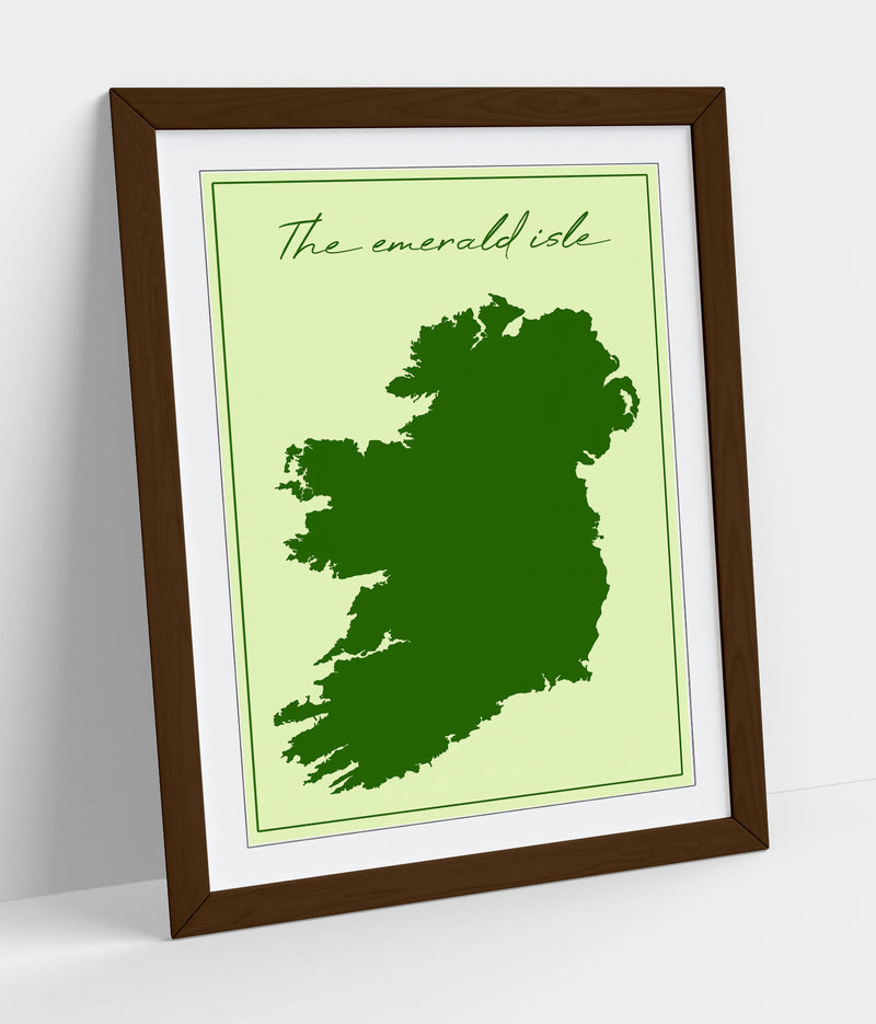 The Emerald Isle - Colorful Wall Art With Woodgrain Frame & Matte Paper Print
