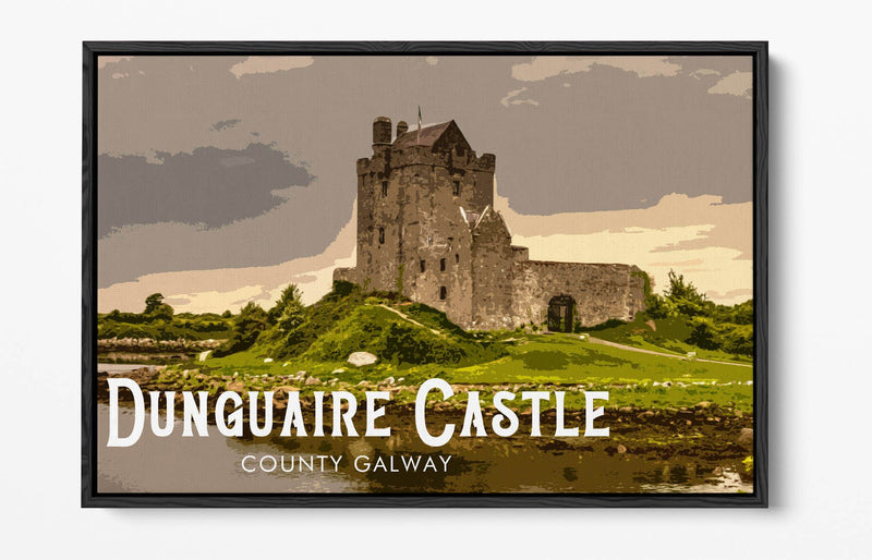 'Dunguaire Castle' Visit Ireland Travel Poster – Print Float Effect Canvas Wall Art