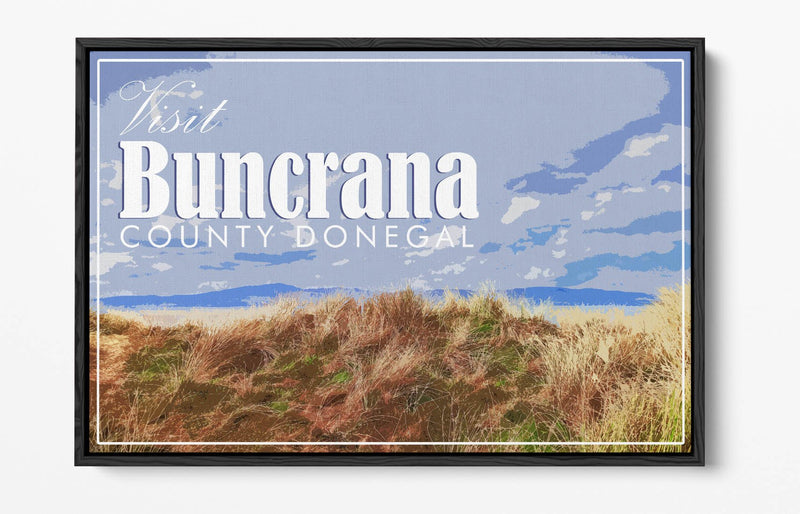 'Buncrana' Visit Ireland Travel Poster – Print Float Effect Canvas Wall Art