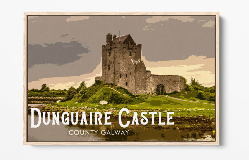 'Dunguaire Castle' Visit Ireland Travel Poster – Print Float Effect Canvas Wall Art