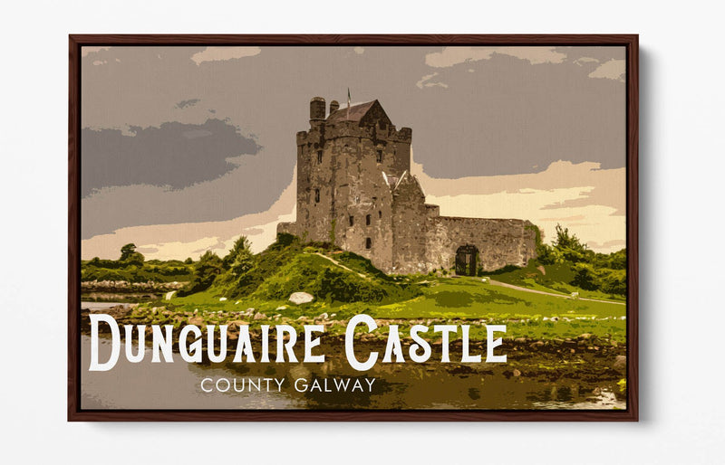 'Dunguaire Castle' Visit Ireland Travel Poster – Print Float Effect Canvas Wall Art
