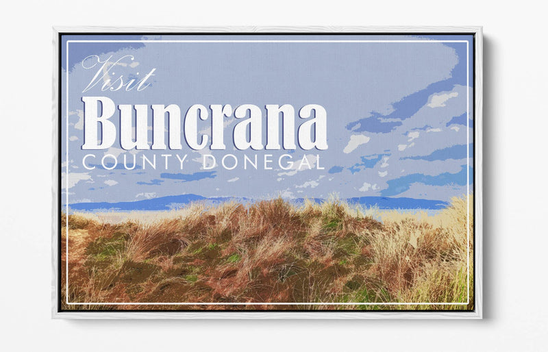'Buncrana' Visit Ireland Travel Poster – Print Float Effect Canvas Wall Art