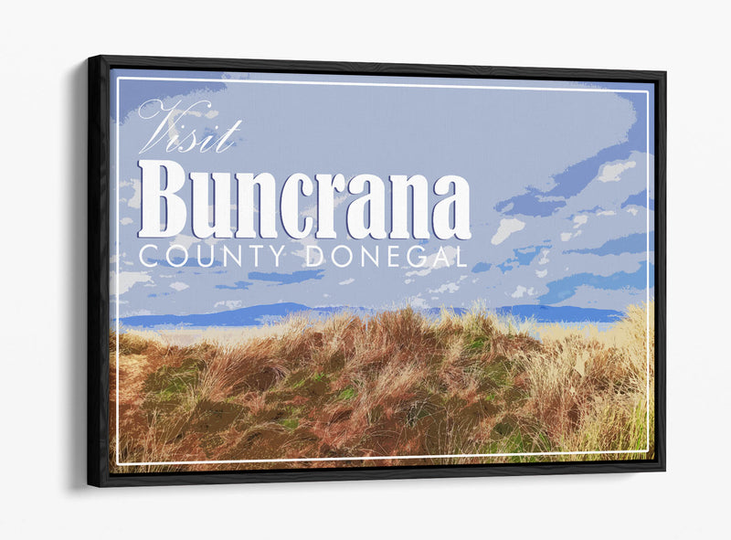 'Buncrana' Visit Ireland Travel Poster – Print Float Effect Canvas Wall Art