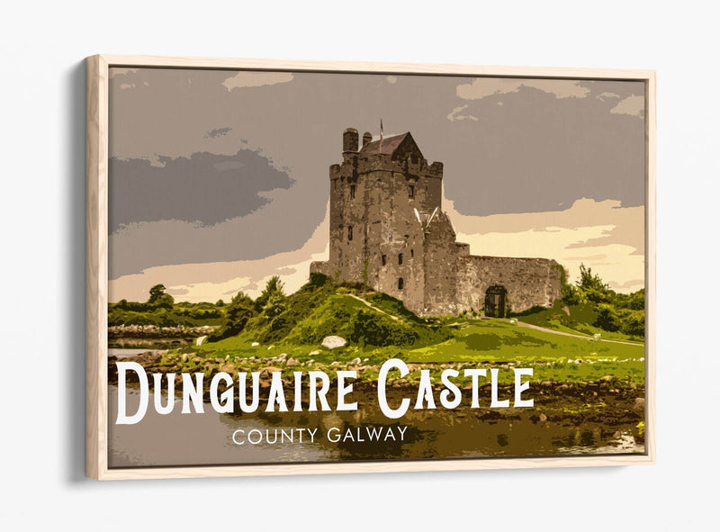 'Dunguaire Castle' Visit Ireland Travel Poster – Print Float Effect Canvas Wall Art