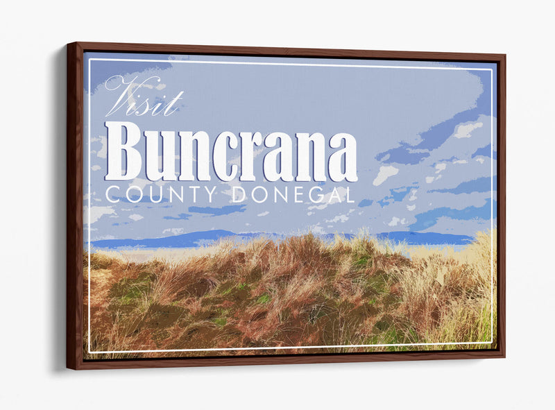 'Buncrana' Visit Ireland Travel Poster – Print Float Effect Canvas Wall Art