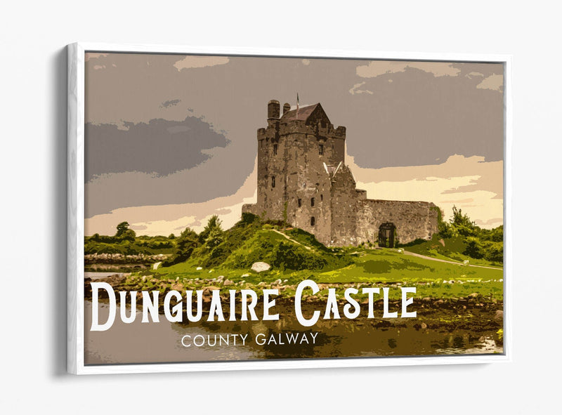 'Dunguaire Castle' Visit Ireland Travel Poster – Print Float Effect Canvas Wall Art