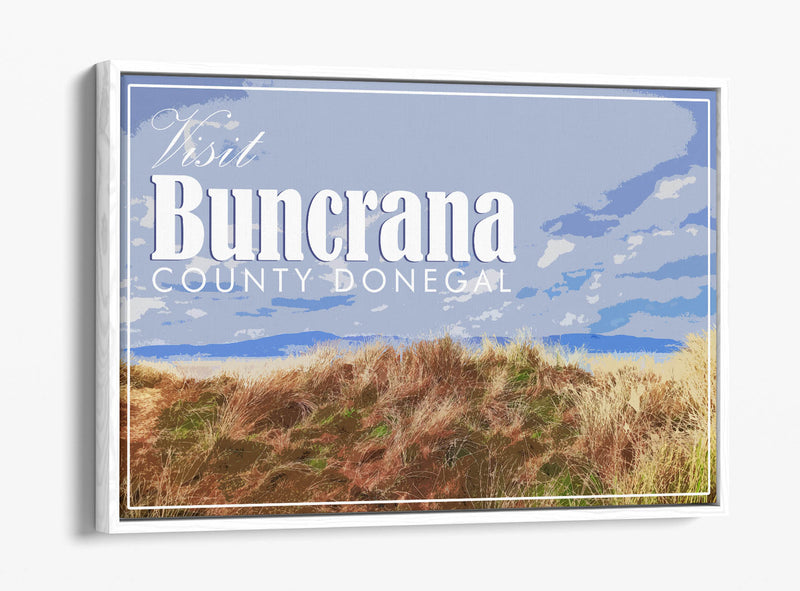 'Buncrana' Visit Ireland Travel Poster – Print Float Effect Canvas Wall Art