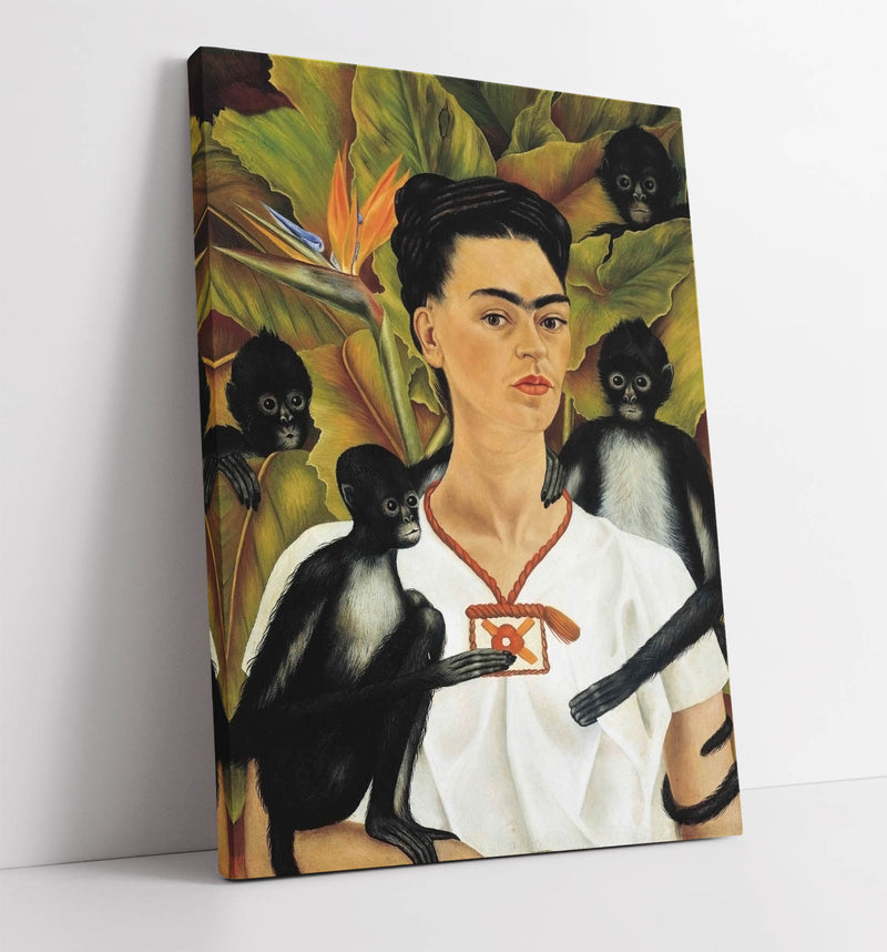 'Self Portrait with Monkeys' by Frida Kahlo - Handmade Canvas Wall Art | Vibrant Home Decor (Copy)