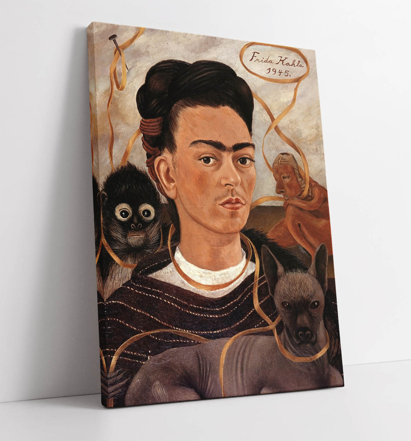 'Self-Portrait with Small Monkey' by Frida Kahlo - Handmade Canvas Wall Art | Vibrant Home Decor (Copy)