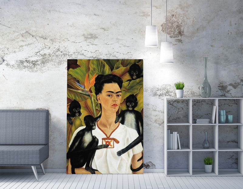 'Self Portrait with Monkeys' by Frida Kahlo - Handmade Canvas Wall Art | Vibrant Home Decor (Copy)