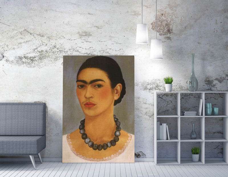 'Self-Portrait with a Necklace' by Frida Kahlo - Handmade Canvas Wall Art | Vibrant Home Decor