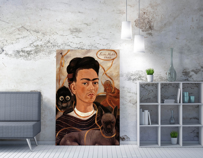'Self-Portrait with Small Monkey' by Frida Kahlo - Handmade Canvas Wall Art | Vibrant Home Decor (Copy)