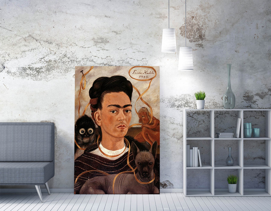 'Self-Portrait with Small Monkey' by Frida Kahlo - Handmade Canvas Wall Art | Vibrant Home Decor (Copy)